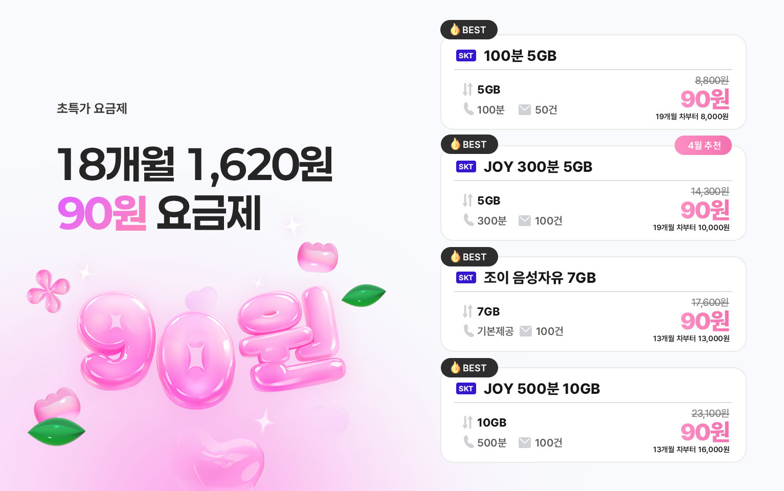 4월 90원 요금제